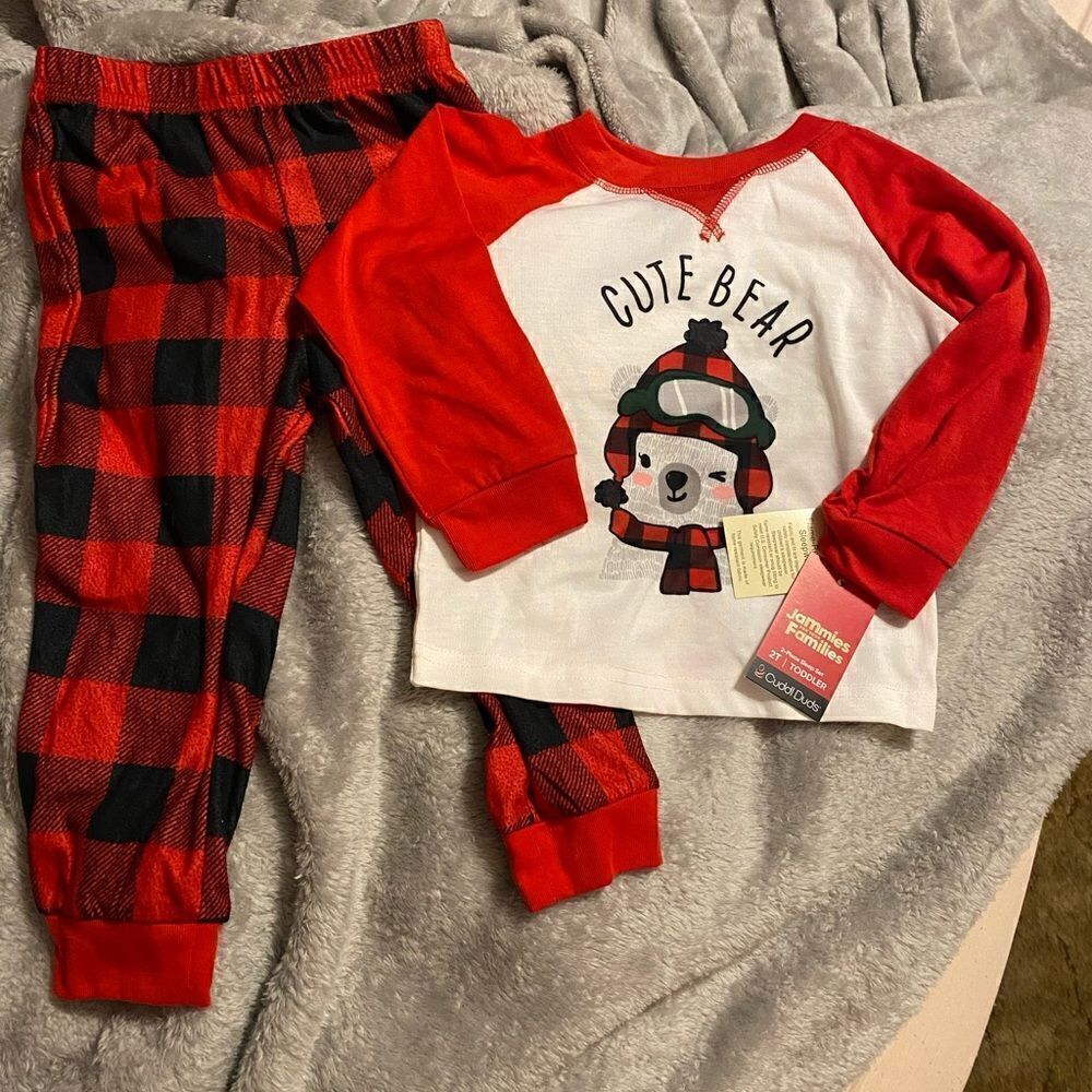 *NWT* Cuddl Duds Jammies For Families 2T Flannel Bear Pajamas